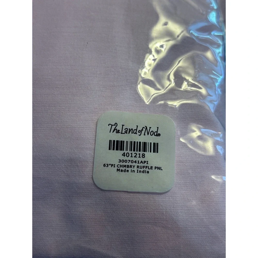The Land of Nod Pink Chambray Ruffle Curtain Panels (2) 44 x 63 100% Cotton NIP